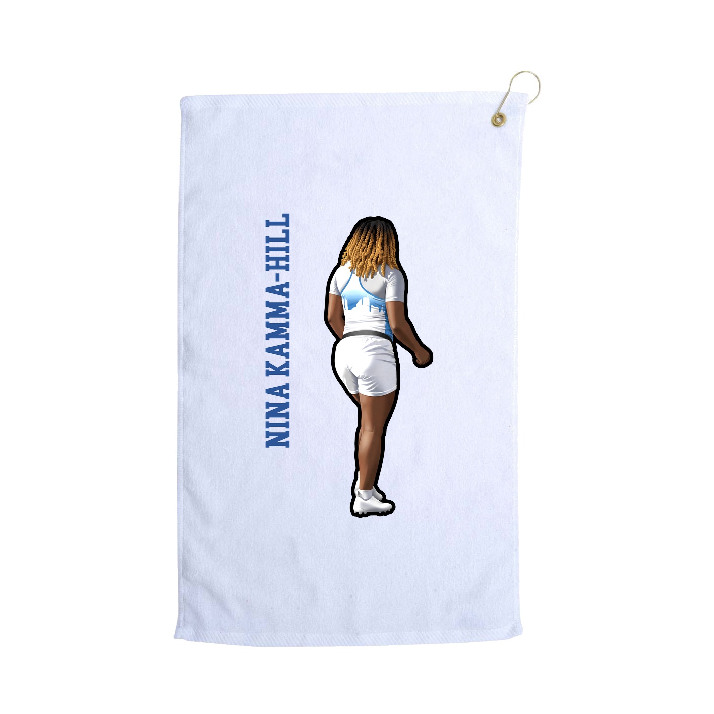 Golf Towel — Name Vertical in White