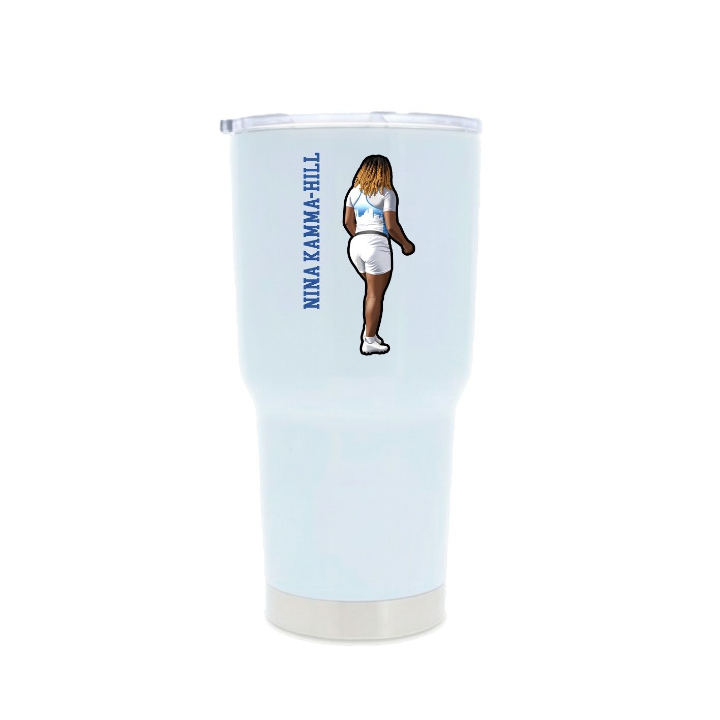 30oz Stainless Steel Tumbler — Name Vertical in White
