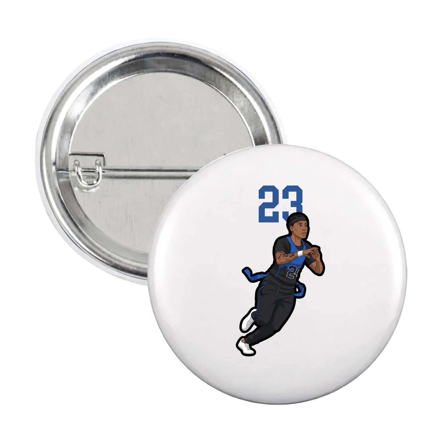 Game Day Button — Number Top in White
