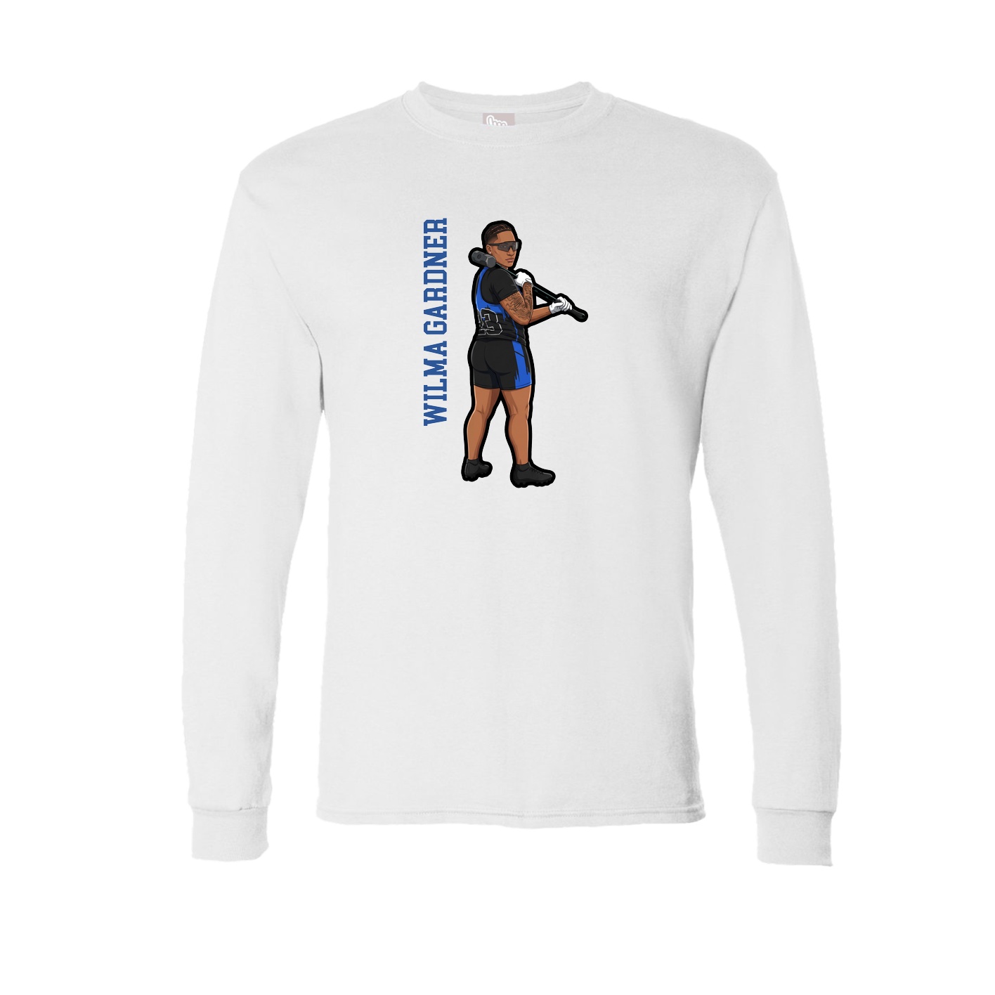 Long Sleeve Tee — Name Vertical in White