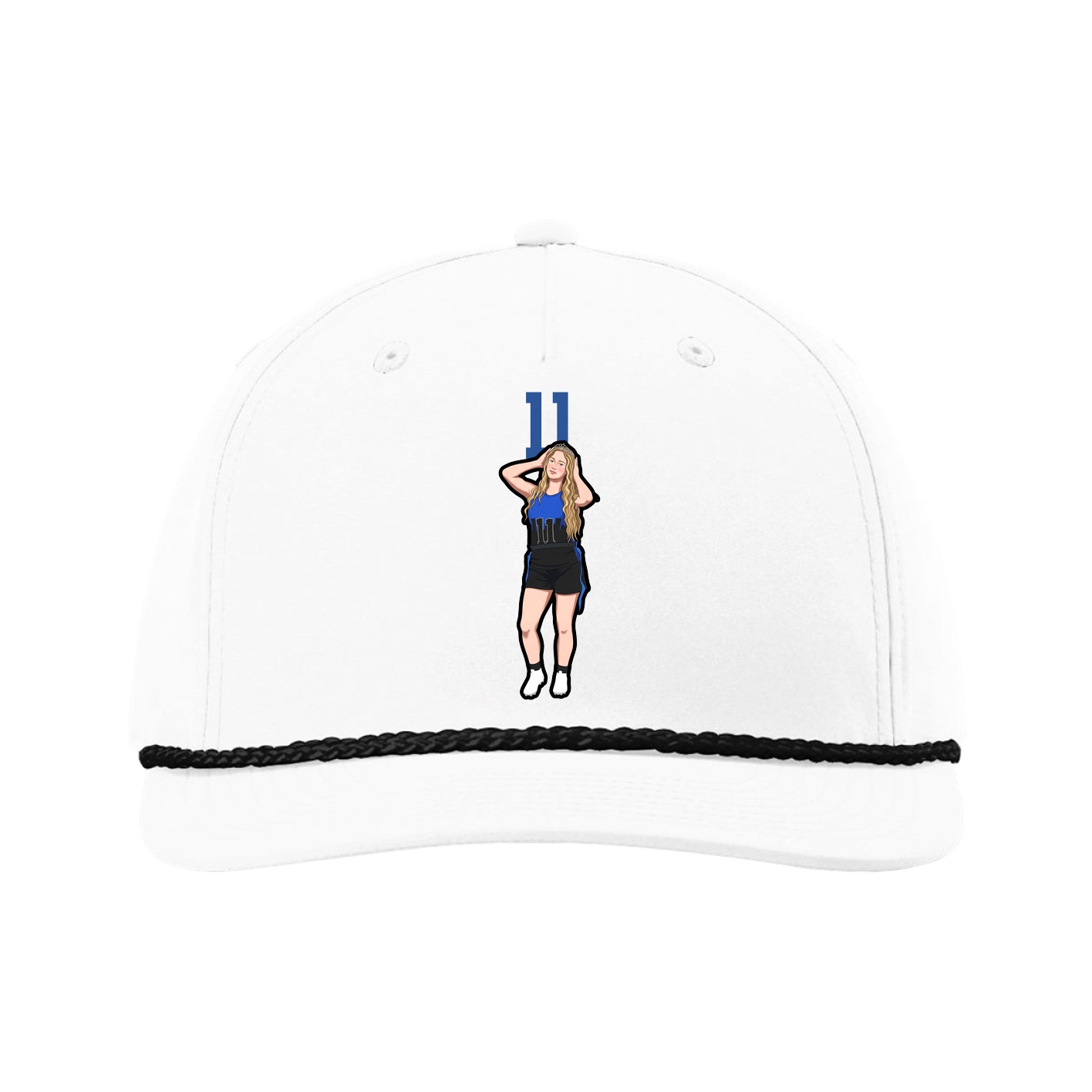 Five-Panel Classic Rope Cap — Number Top in White