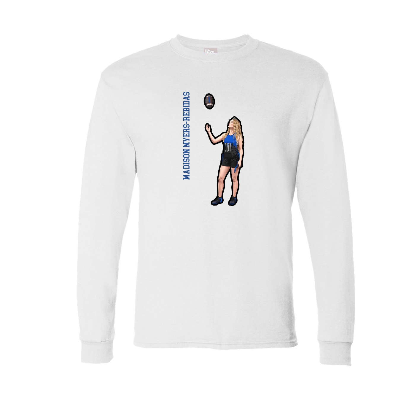 Long Sleeve Tee — Name Vertical in White