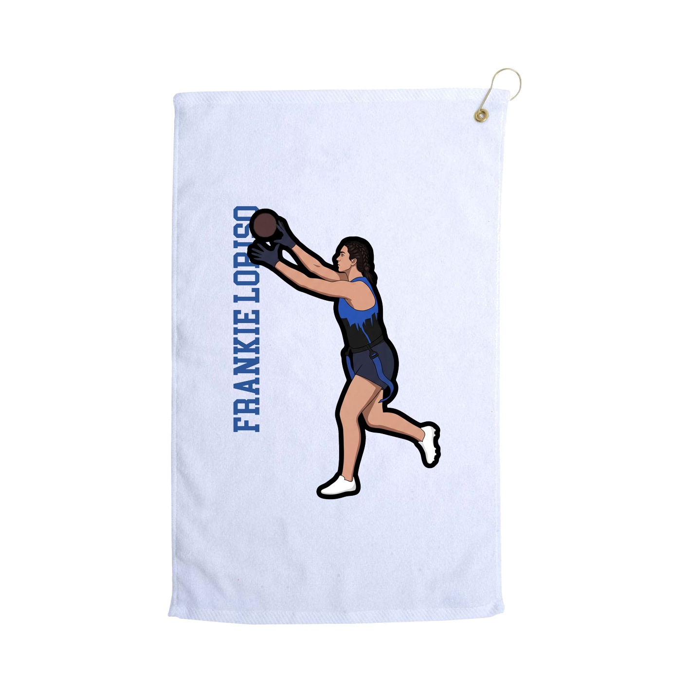 Golf Towel — Name Vertical in White