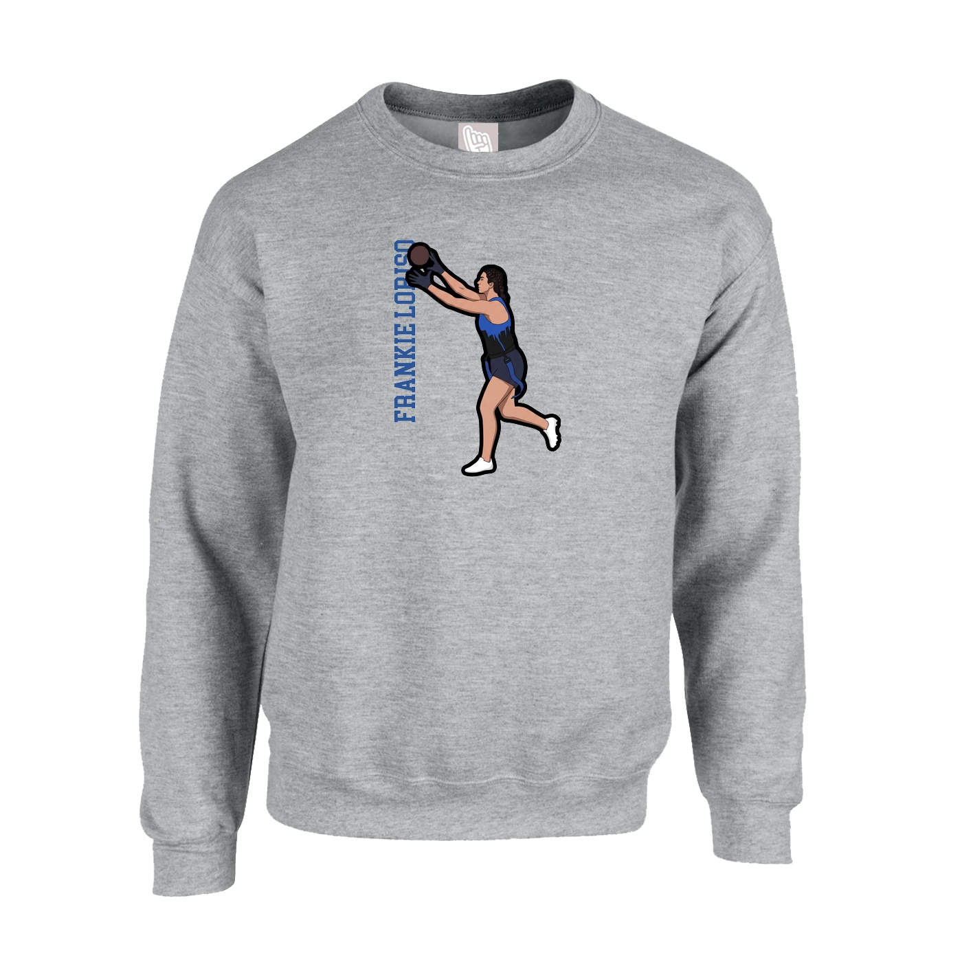 Fleece Crew — Name Vertical in Grey