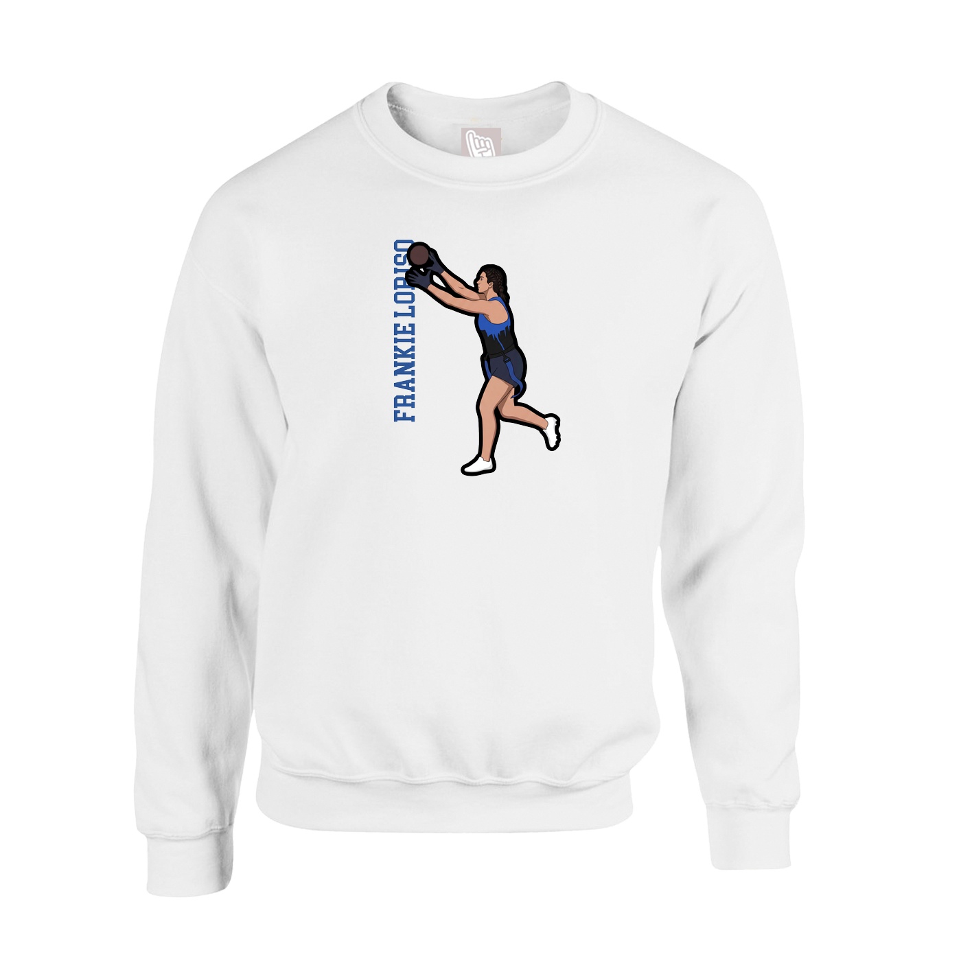 Fleece Crew — Name Vertical in White