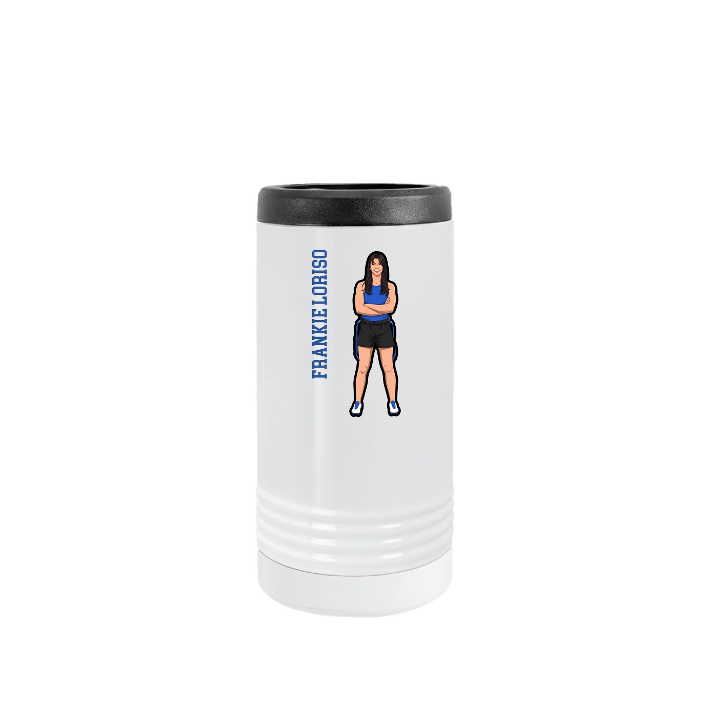 Slim Beverage Holder — Name Vertical in White