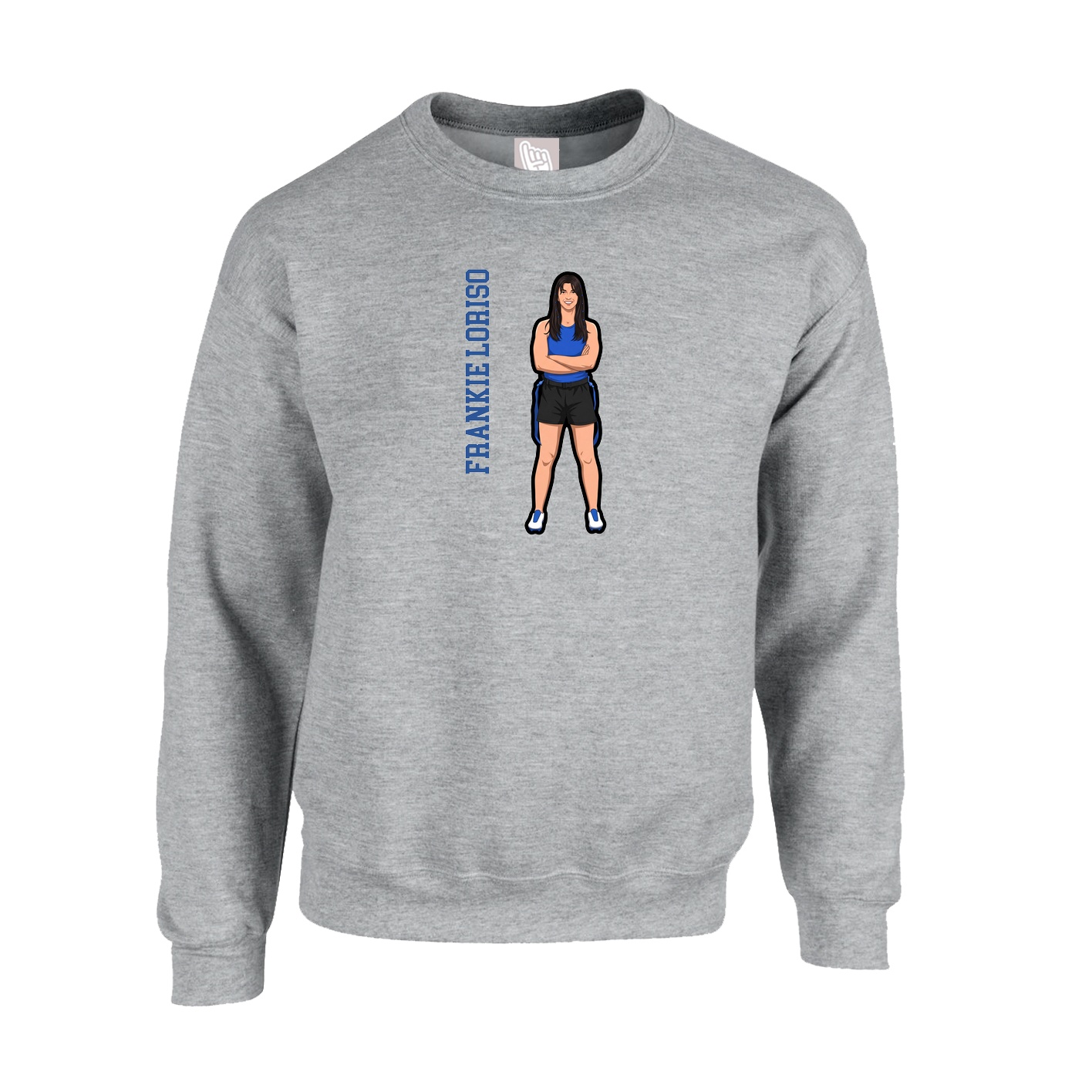 Fleece Crew — Name Vertical in Grey