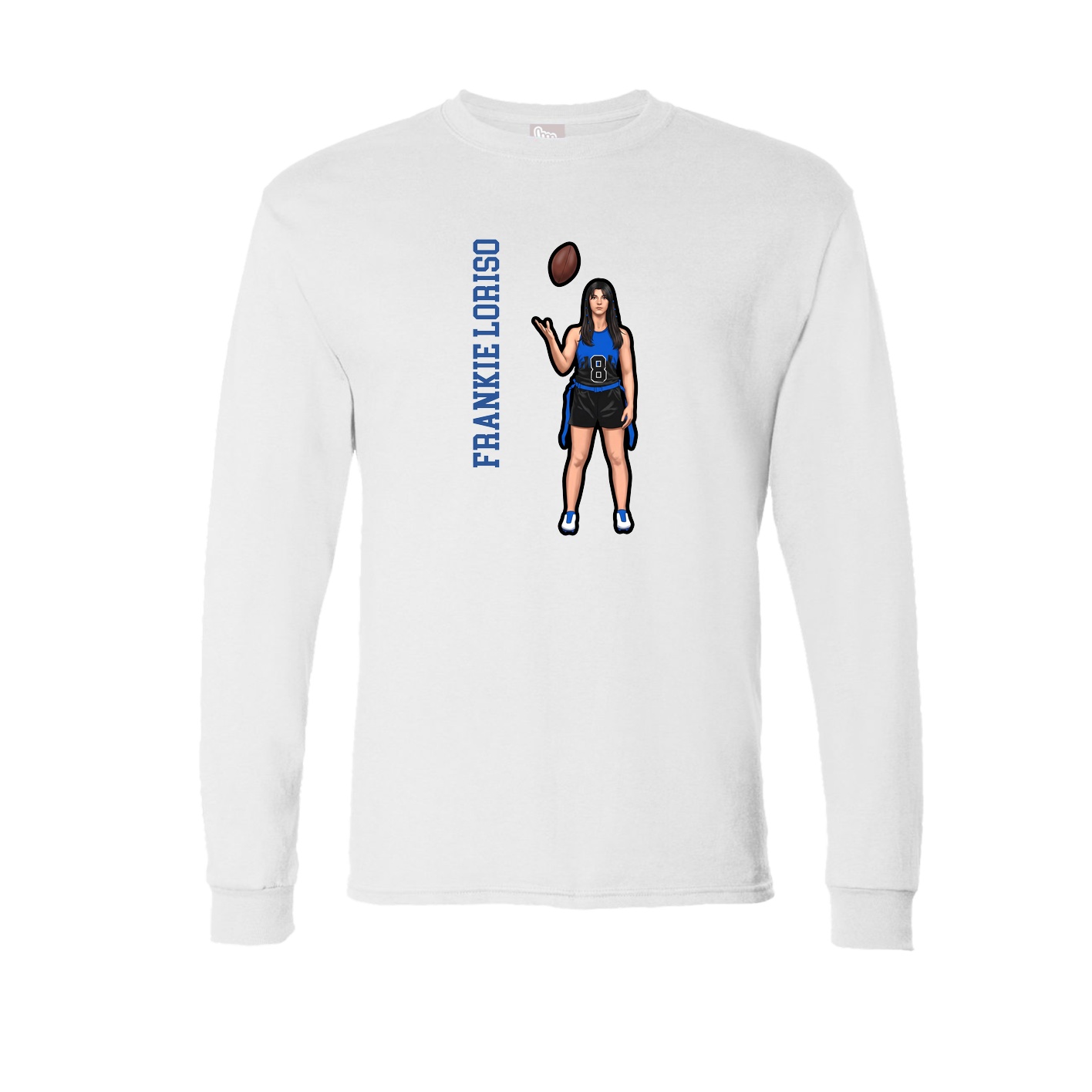 Long Sleeve Tee — Name Vertical in White