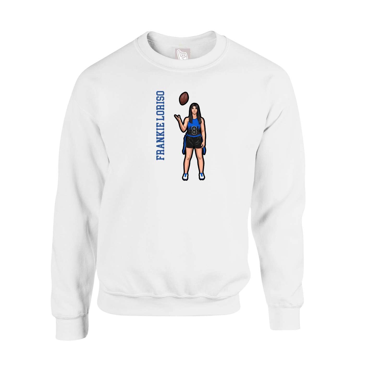 Fleece Crew — Name Vertical in White