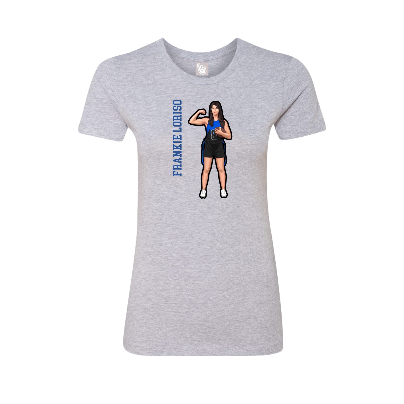 Fitted Women's Tee — Name Vertical in Grey