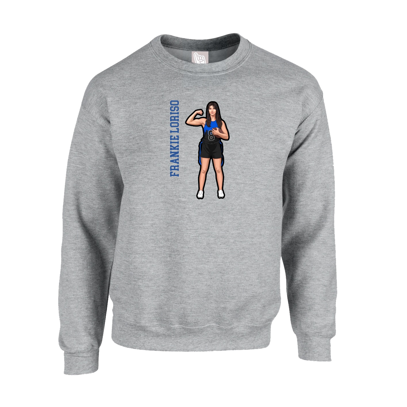 Fleece Crew — Name Vertical in Grey
