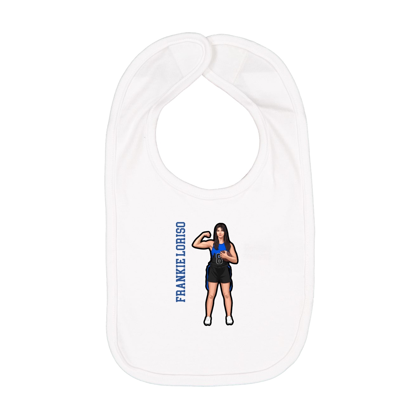 Infant Bib — Name Vertical in White
