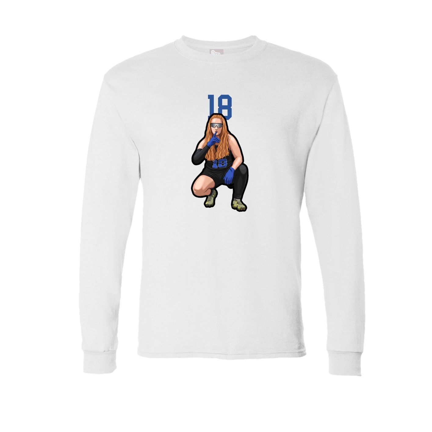 Long Sleeve Tee — Number Top in White