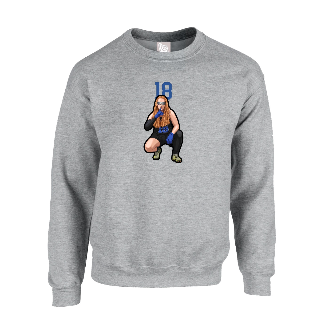 Fleece Crew — Number Top in Grey