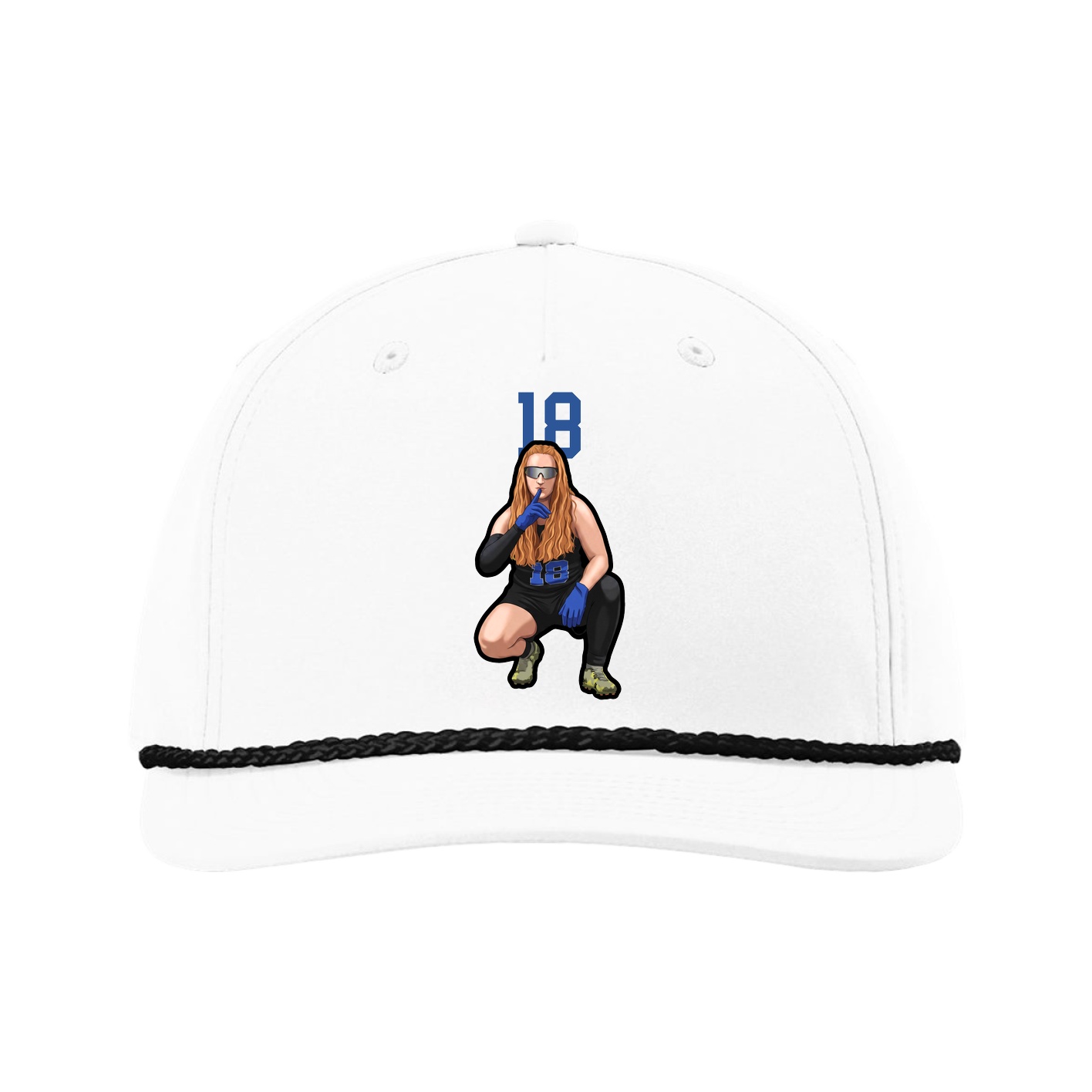 Five-Panel Classic Rope Cap — Number Top in White