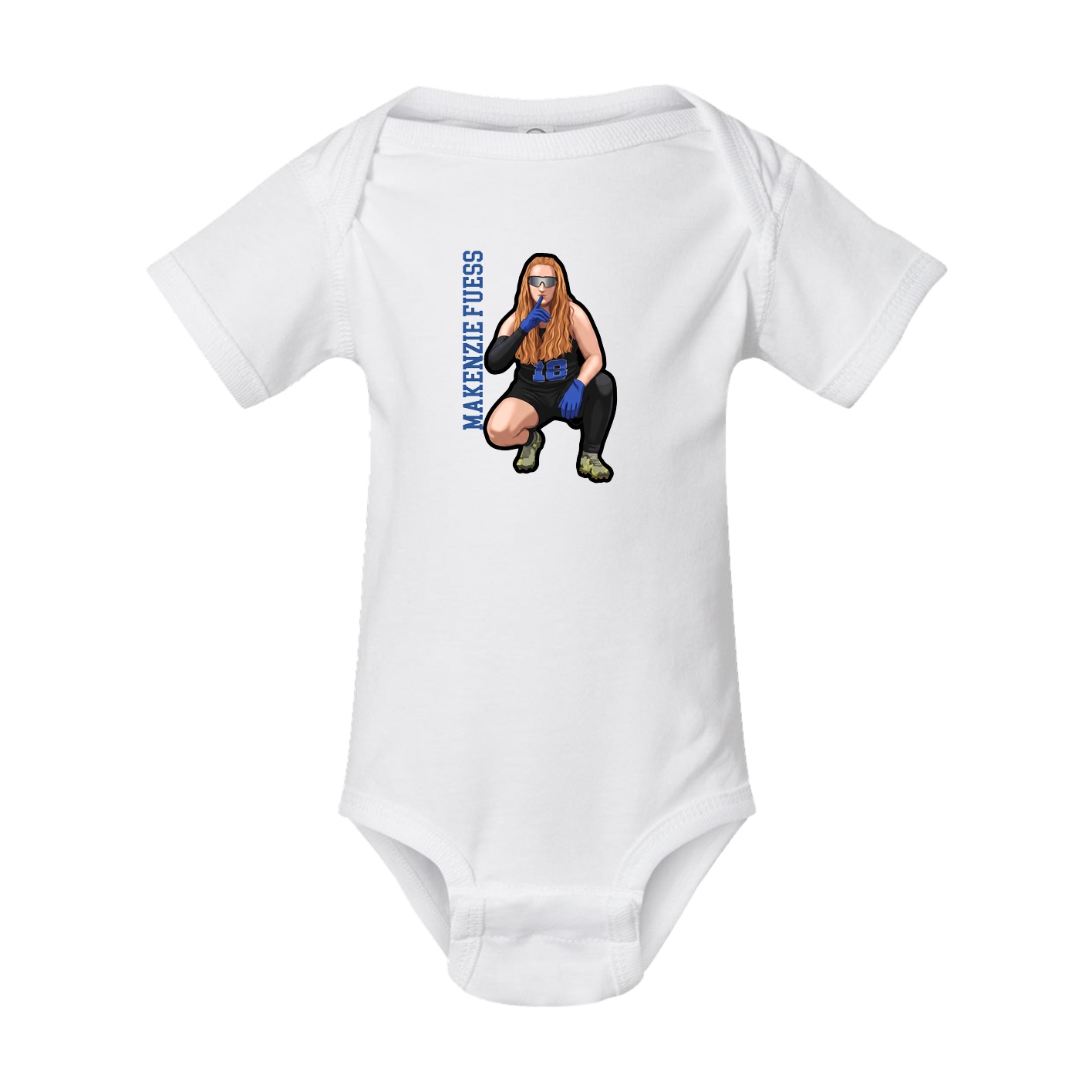 Baby Onesie — Name Vertical in White