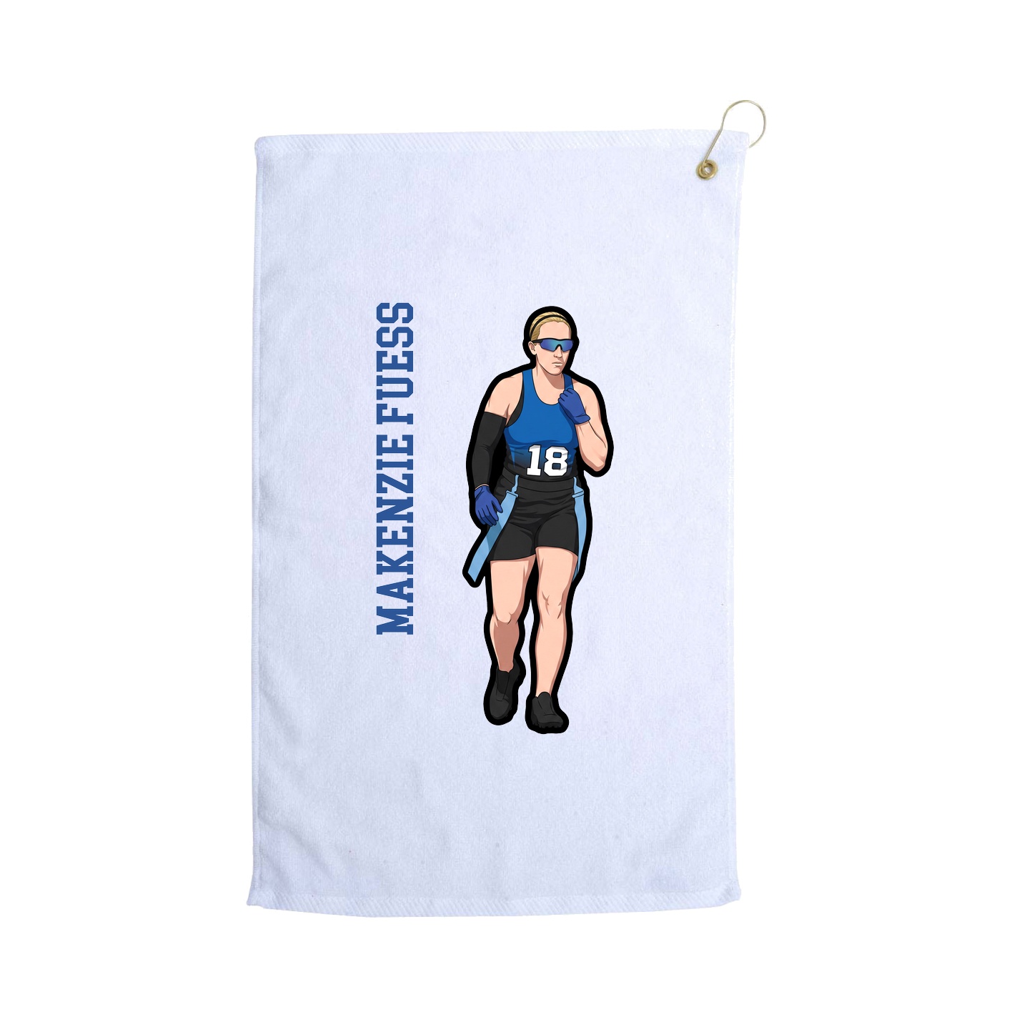 Golf Towel — Name Vertical in White