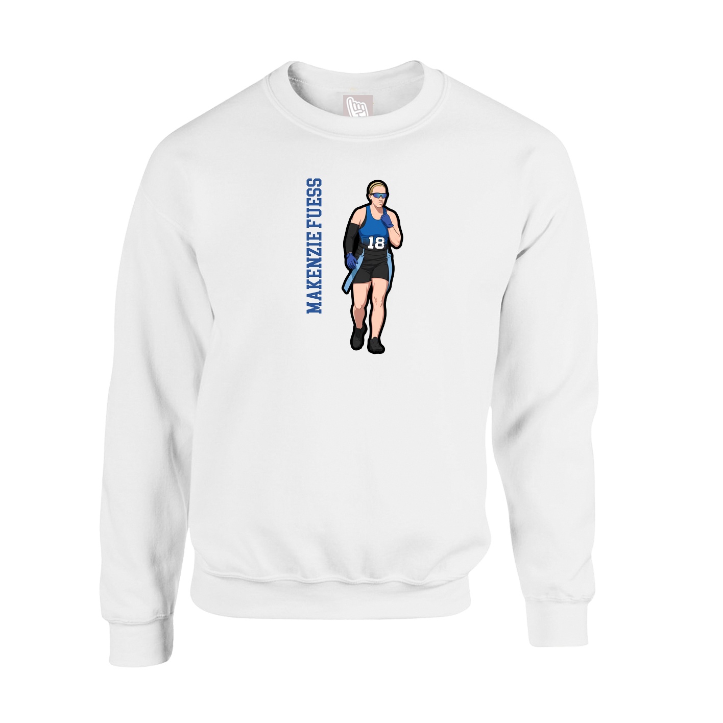 Fleece Crew — Name Vertical in White