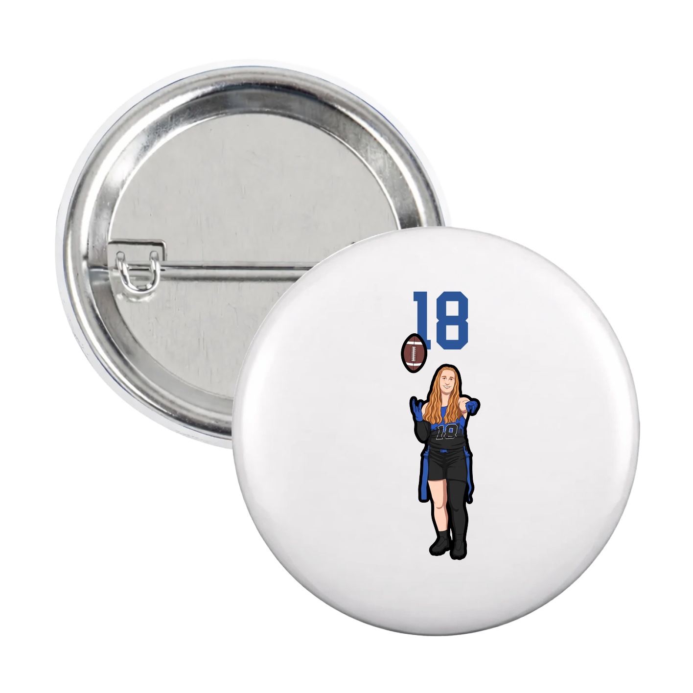 Game Day Button — Number Top in White