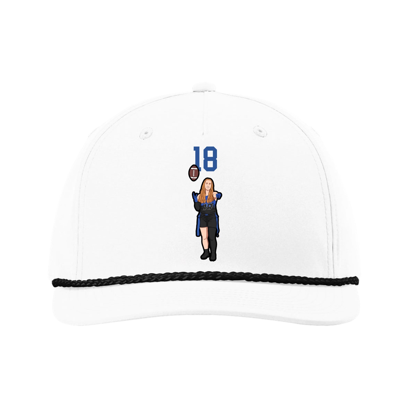 Five-Panel Classic Rope Cap — Number Top in White