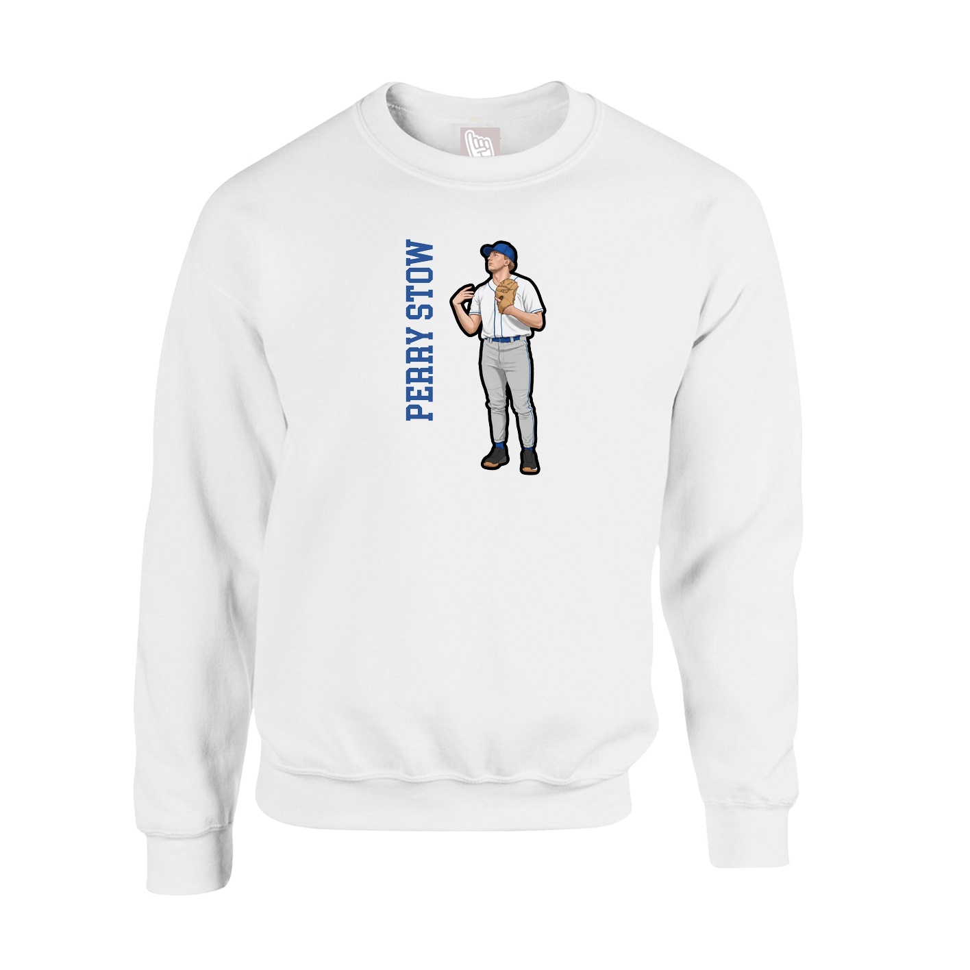 Fleece Crew — Name Vertical in White