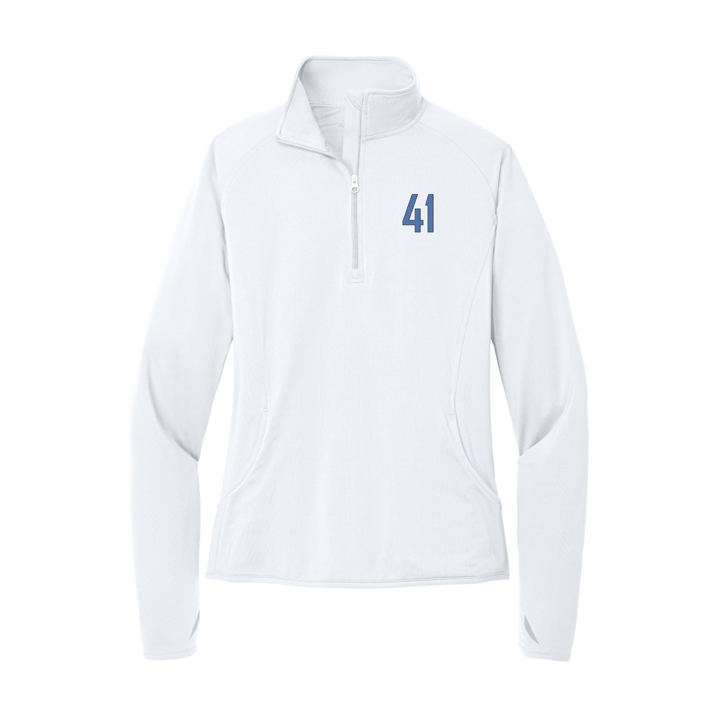 Women's Q-Zip Pullover — Front Shirsy in White