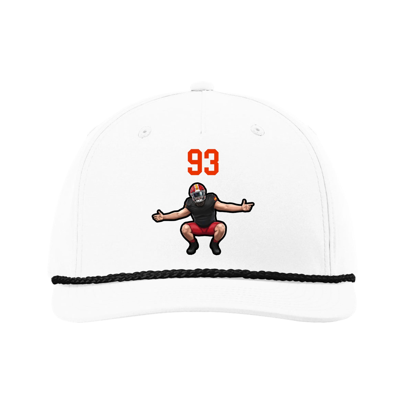 Five-Panel Classic Rope Cap — Number Top in White