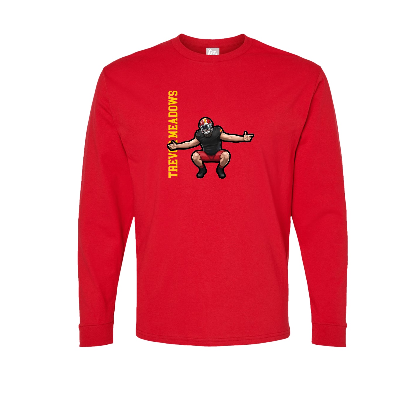 Long Sleeve Tee — Name Vertical in Red