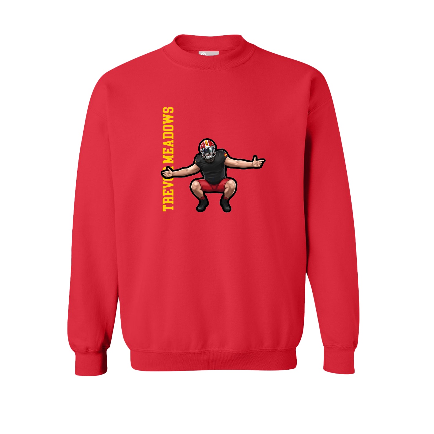 Fleece Crew — Name Vertical in Red