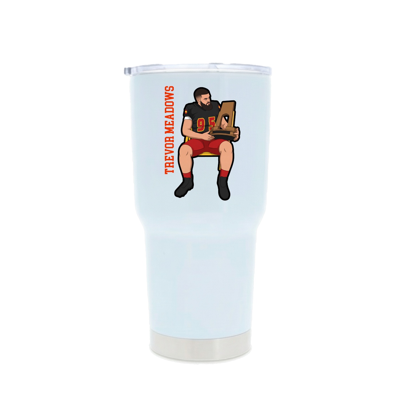 30oz Stainless Steel Tumbler — Name Vertical in White