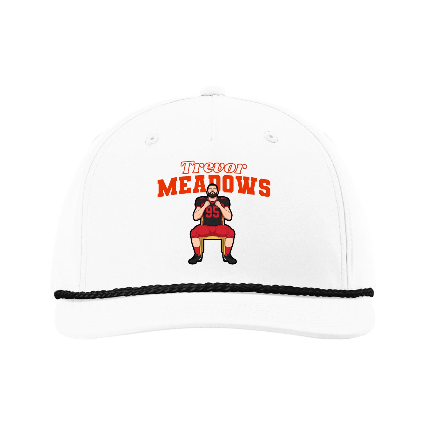 Five-Panel Classic Rope Cap — Name Arch in White