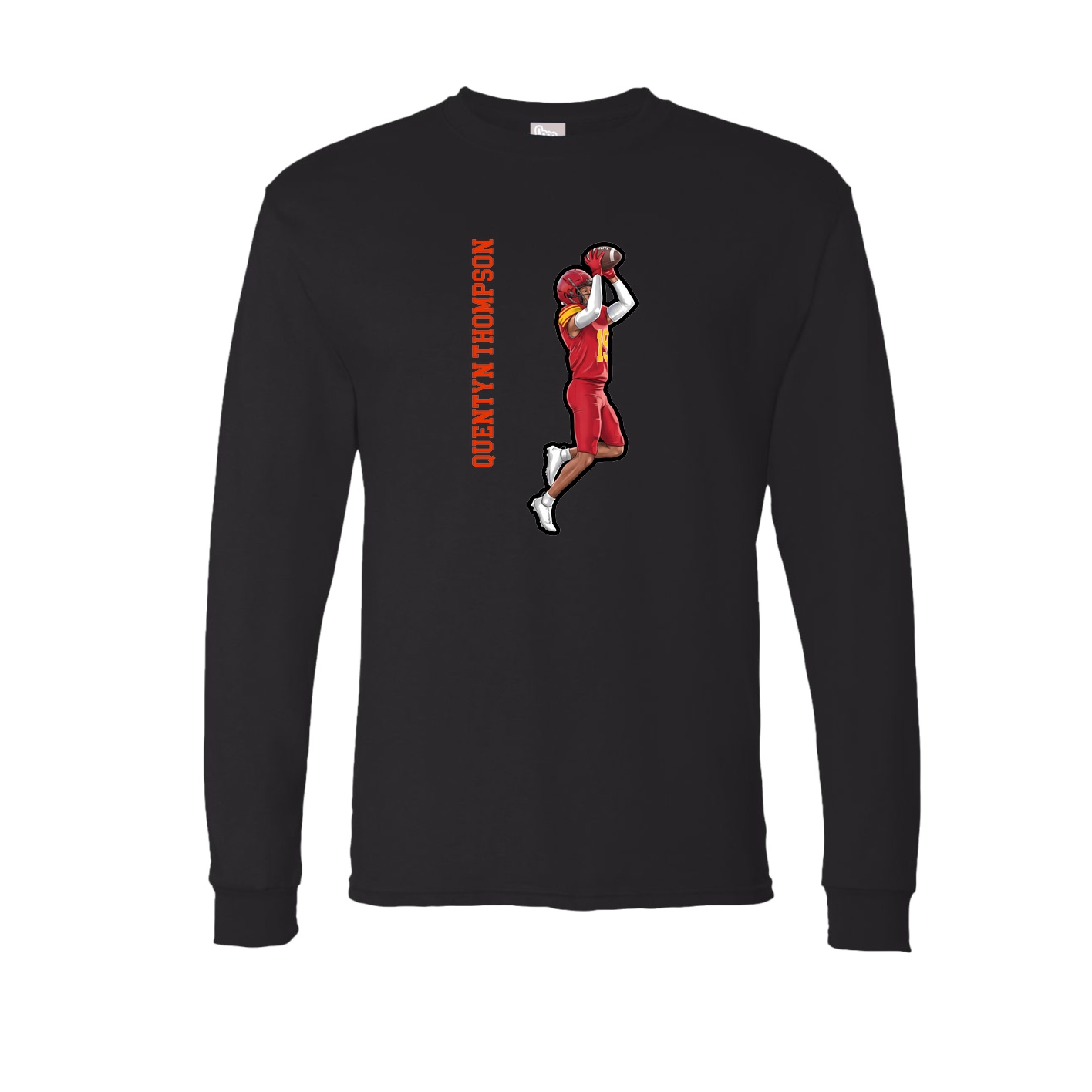 Long Sleeve Tee — Name Vertical in Black
