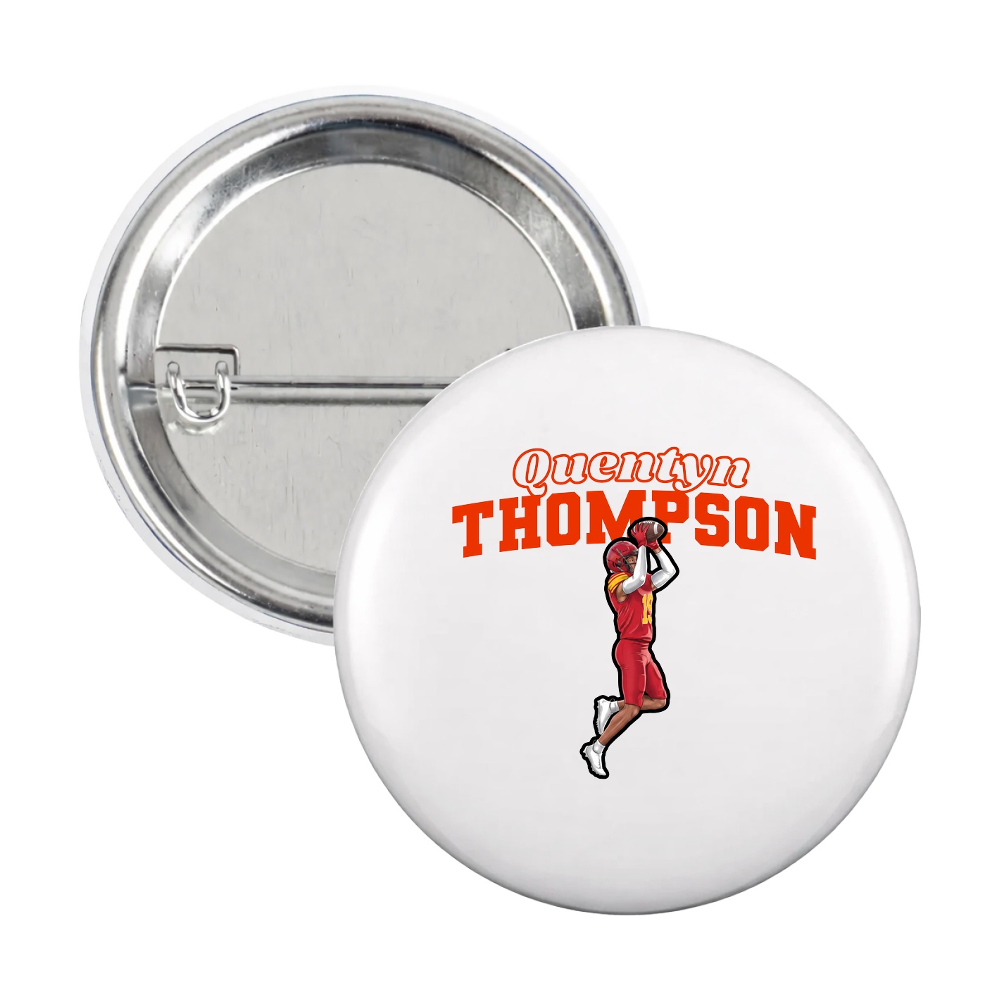 Game Day Button — Name Arch in White
