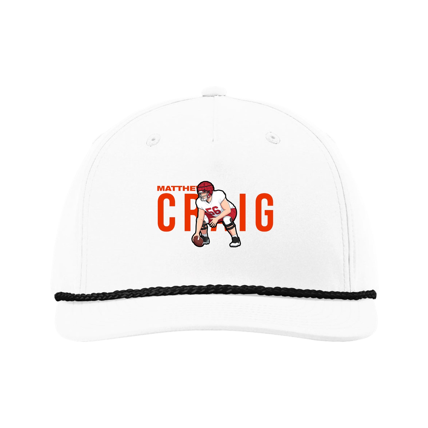 Five-Panel Classic Rope Cap — Player Name in White