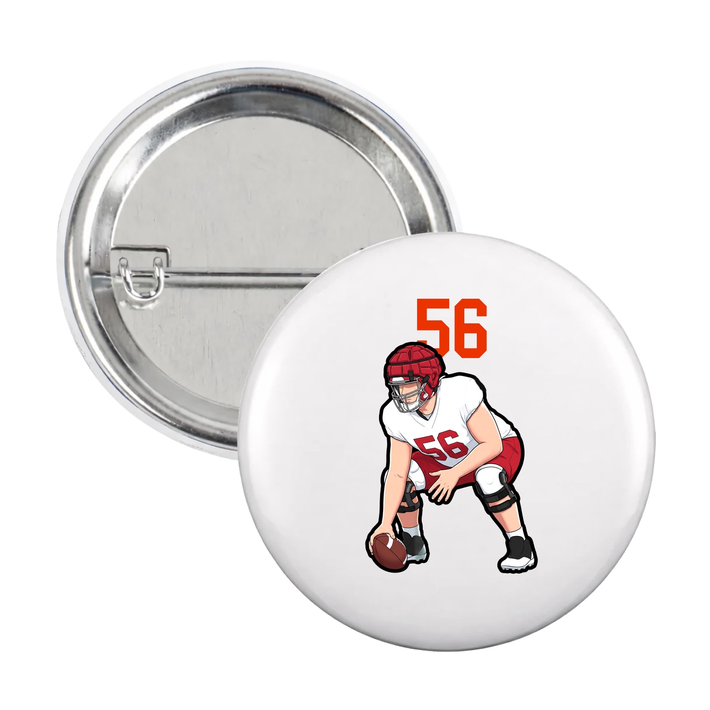 Game Day Button — Number Top in White