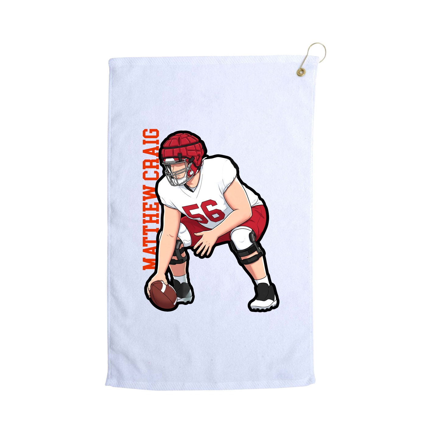 Golf Towel — Name Vertical in White