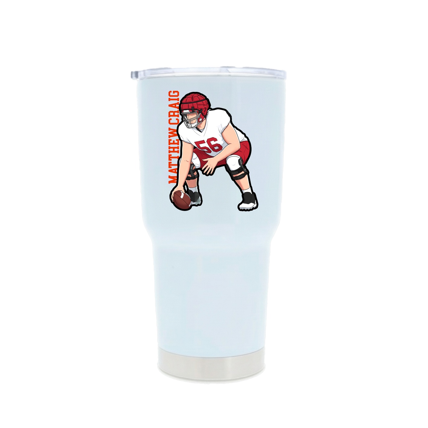 30oz Stainless Steel Tumbler — Name Vertical in White