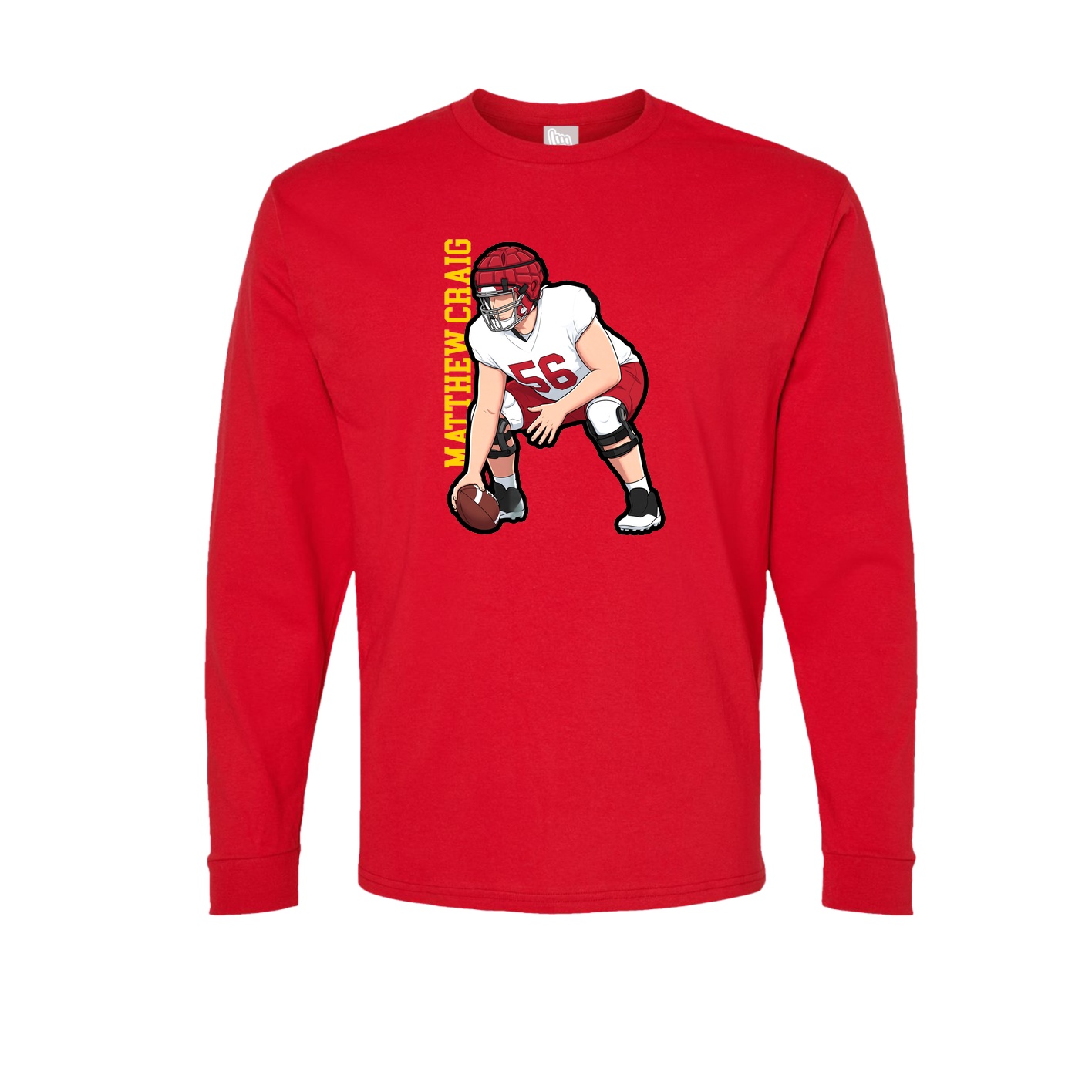 Long Sleeve Tee — Name Vertical in Red