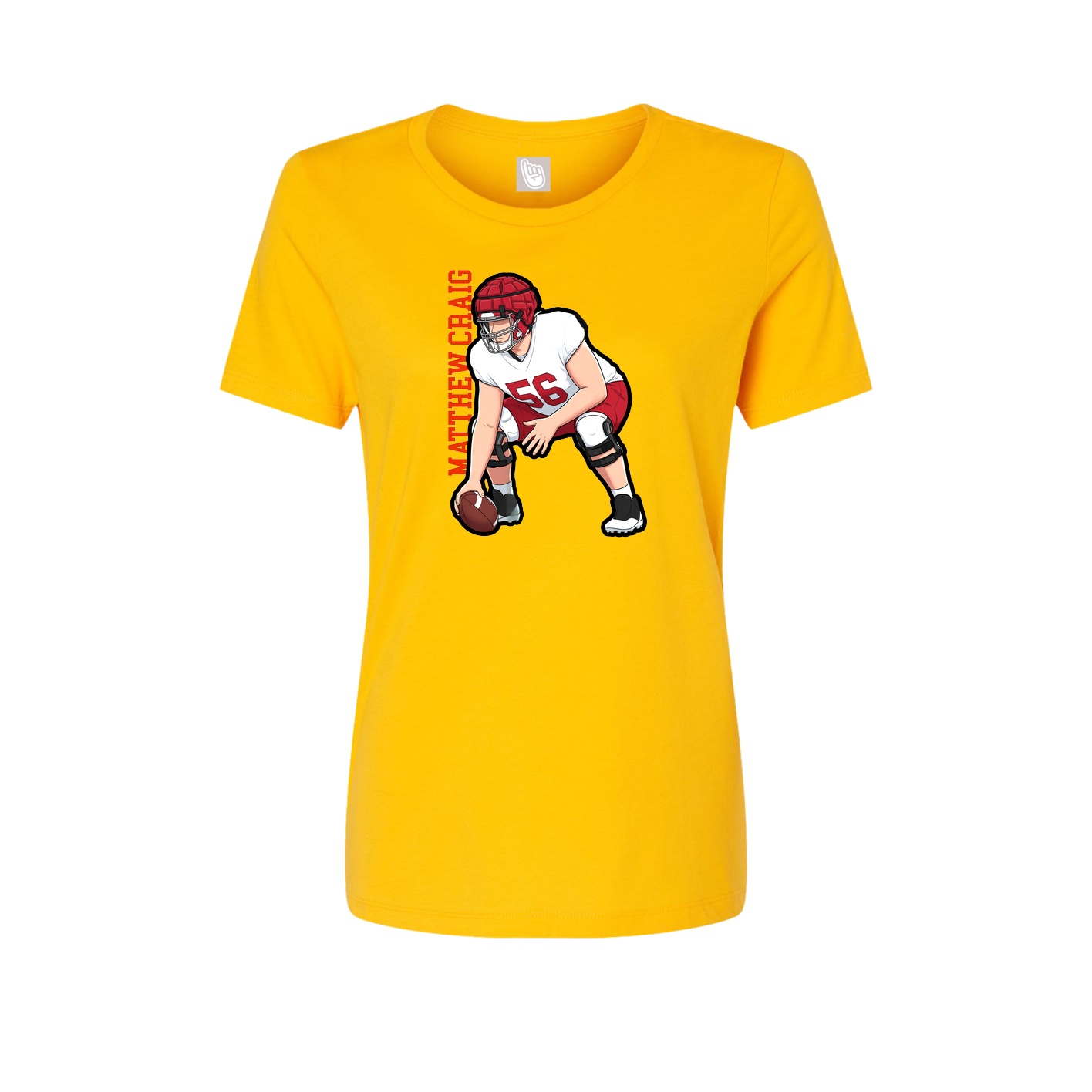 Fitted Women's Tee — Name Vertical in Gold