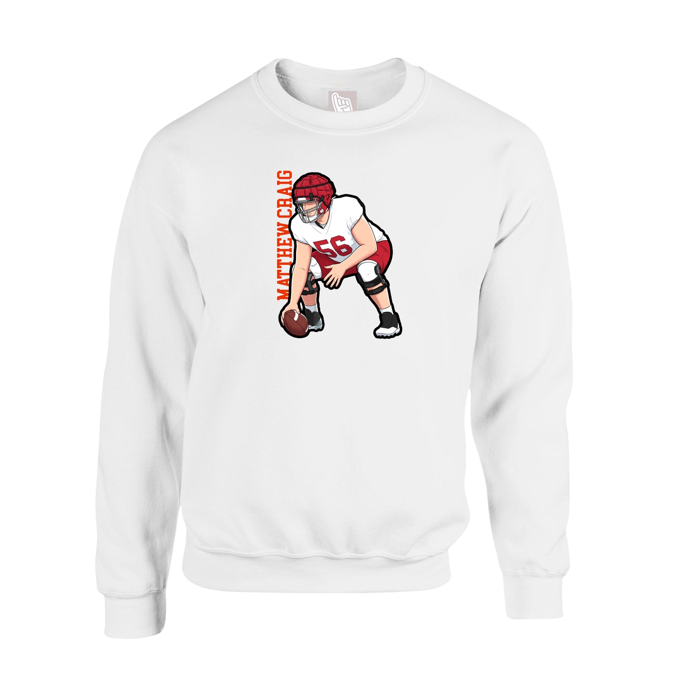 Fleece Crew — Name Vertical in White