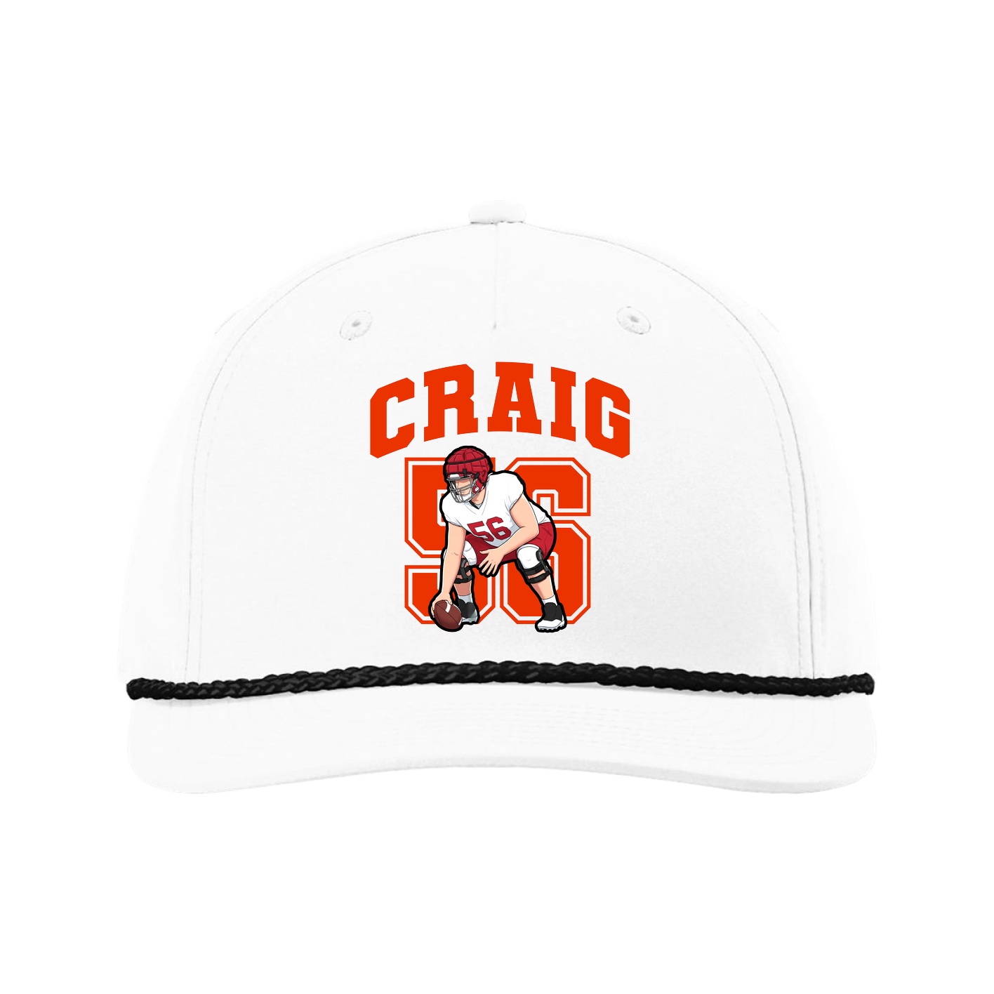 Five-Panel Classic Rope Cap — Number in White