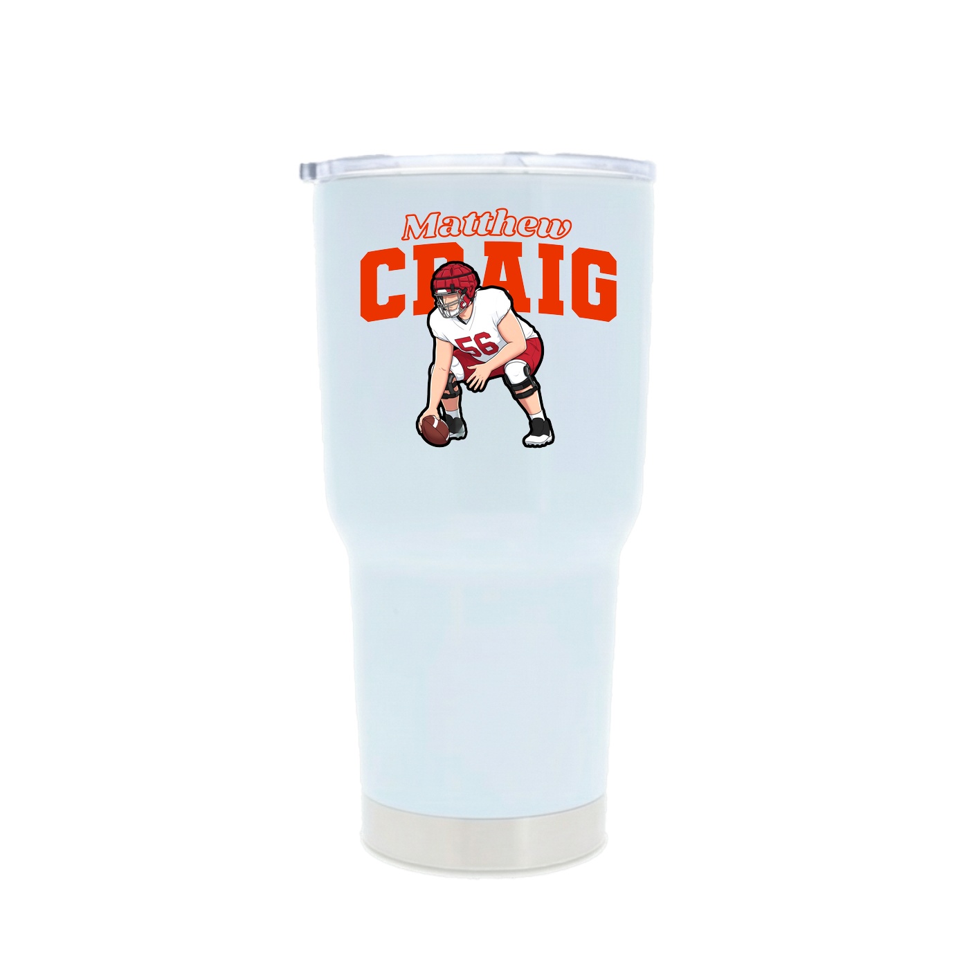 30oz Stainless Steel Tumbler — Name Arch in White