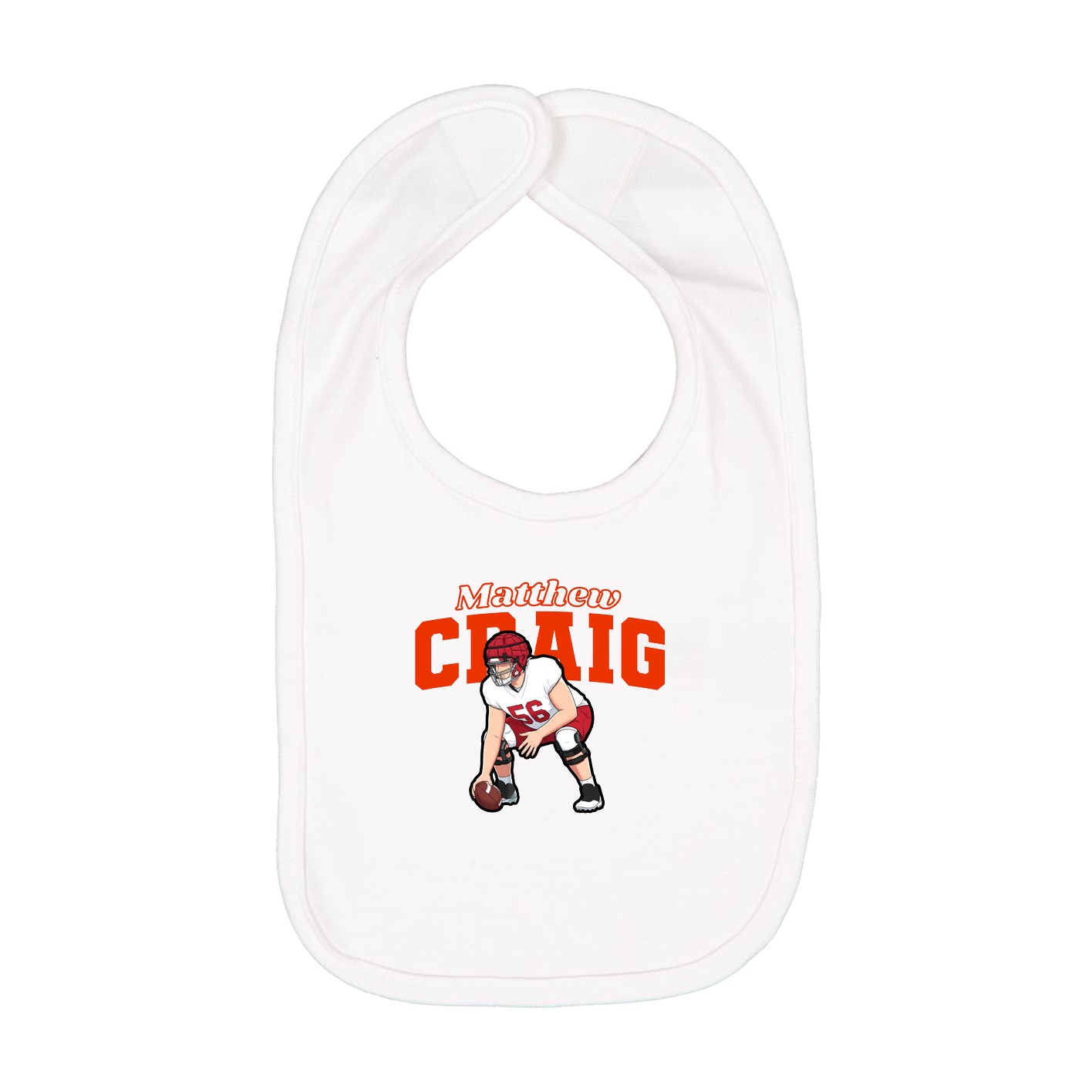 Infant Bib — Name Arch in White