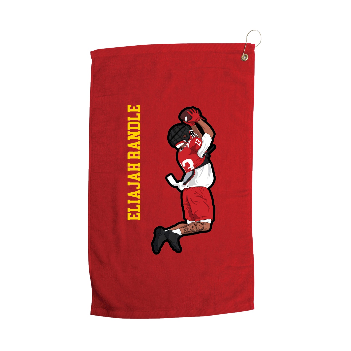 Golf Towel — Name Vertical in Red