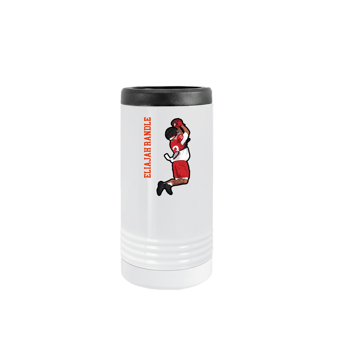Slim Beverage Holder — Name Vertical in White