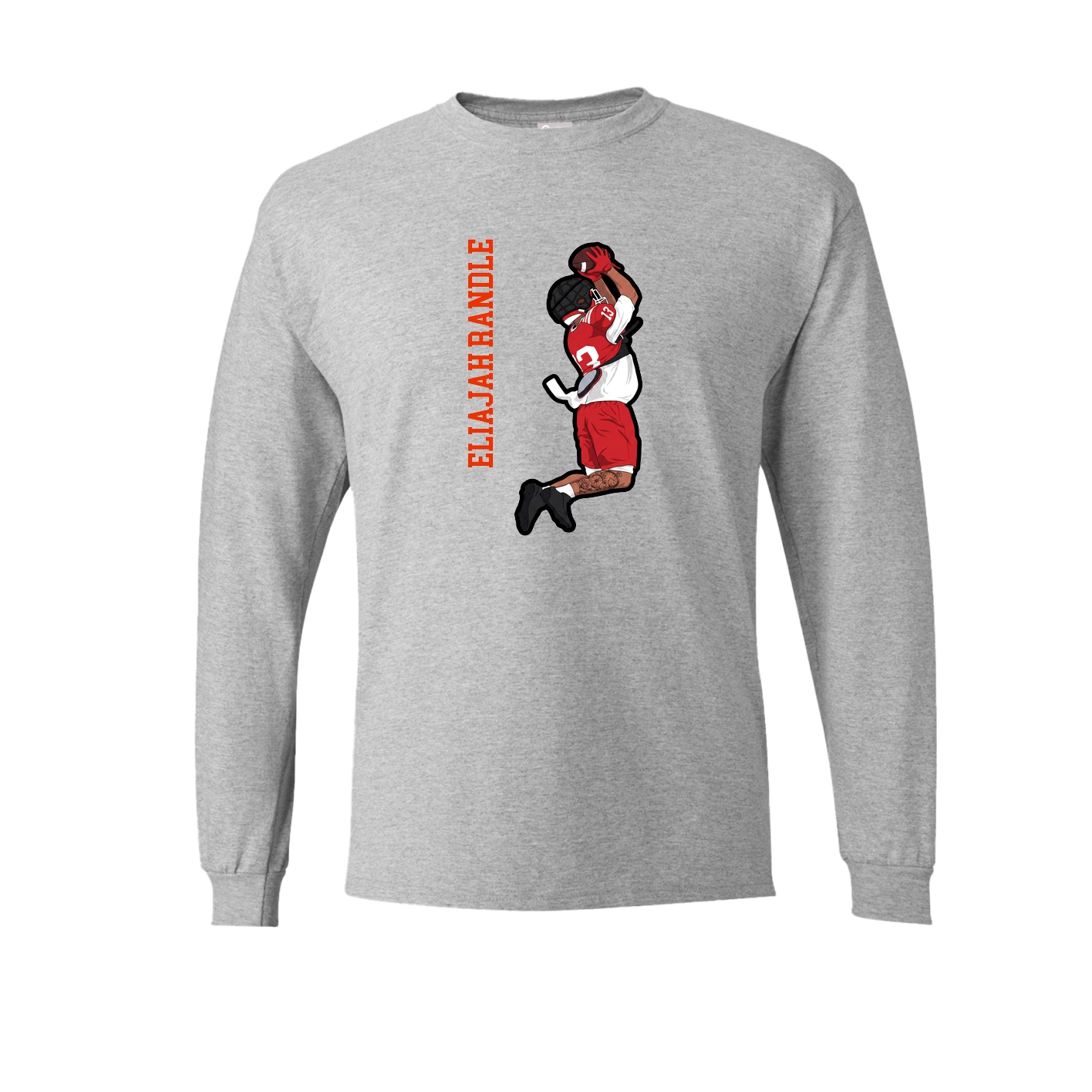 Long Sleeve Tee — Name Vertical in Grey