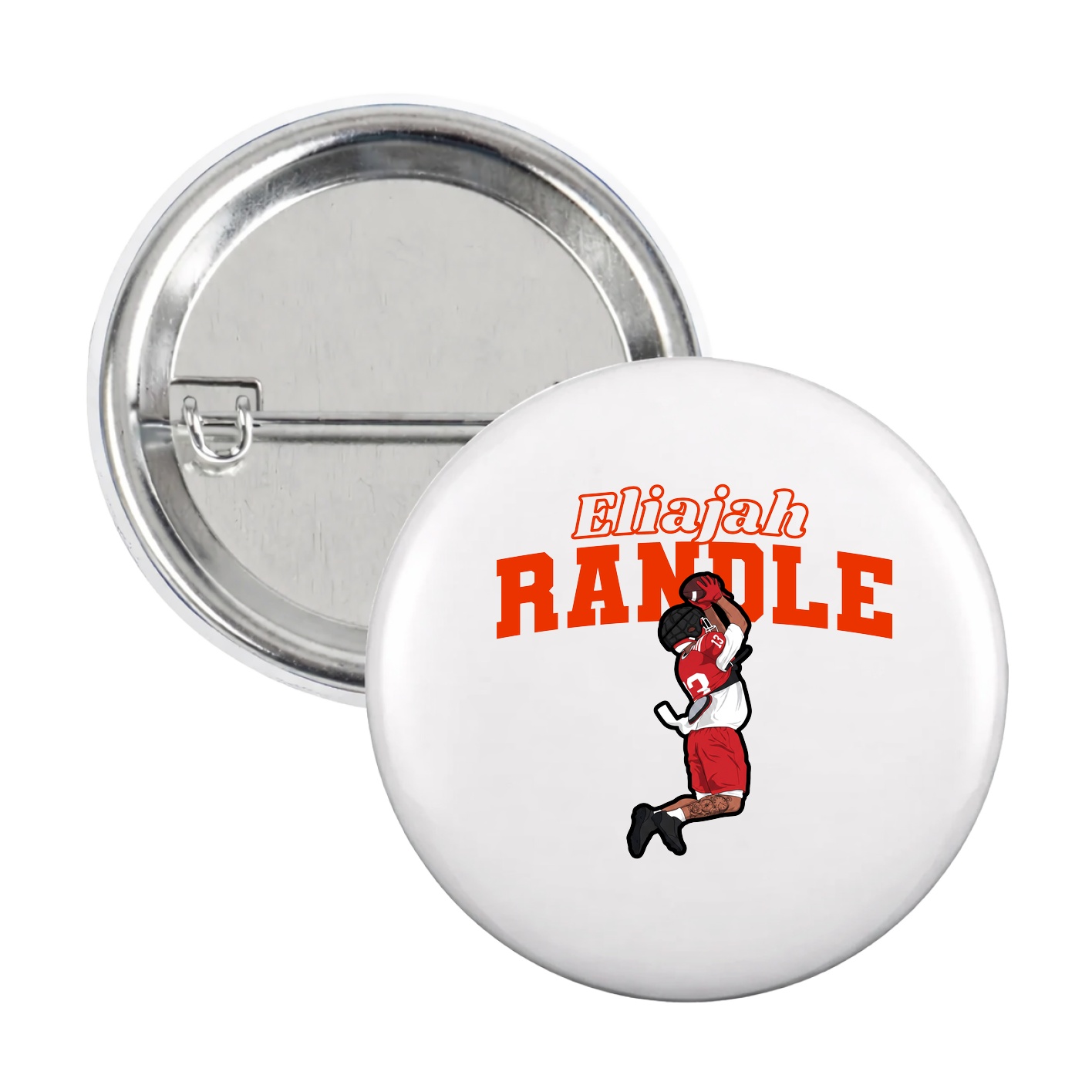 Game Day Button — Name Arch in White