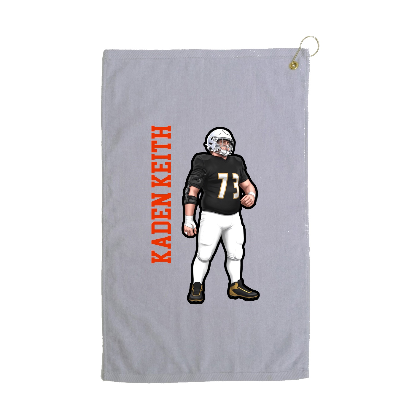 Golf Towel — Name Vertical in Grey