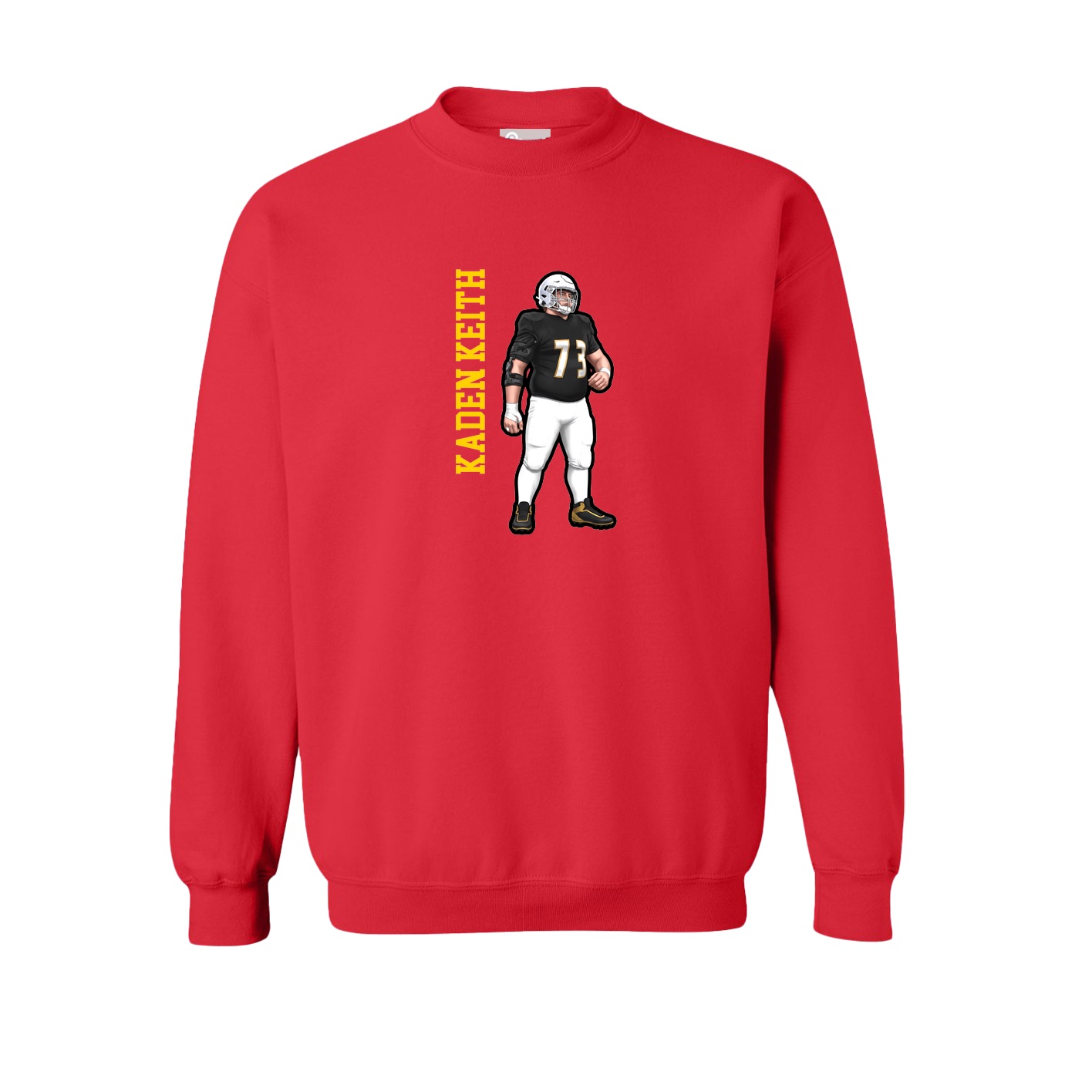 Fleece Crew — Name Vertical in Red
