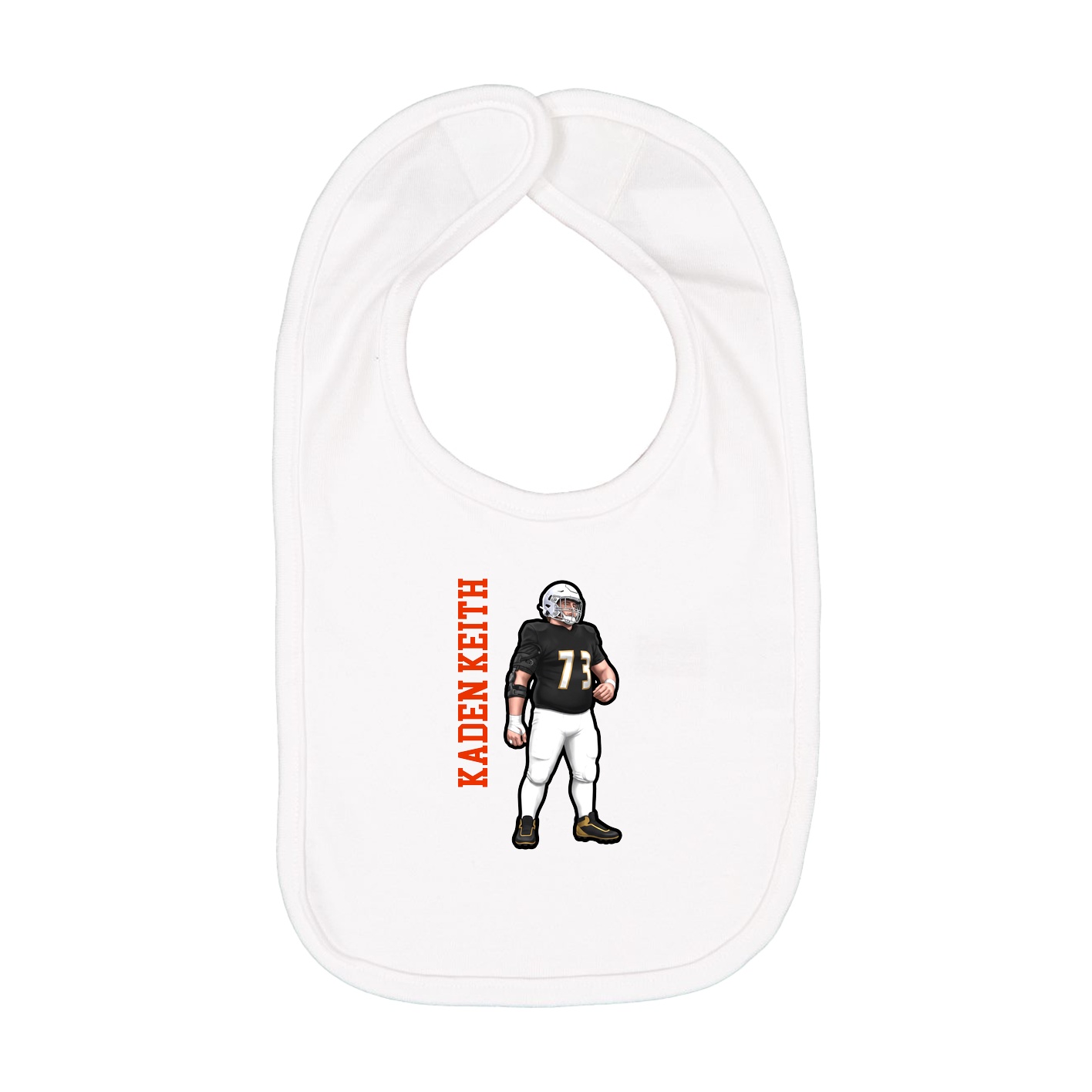 Infant Bib — Name Vertical in White
